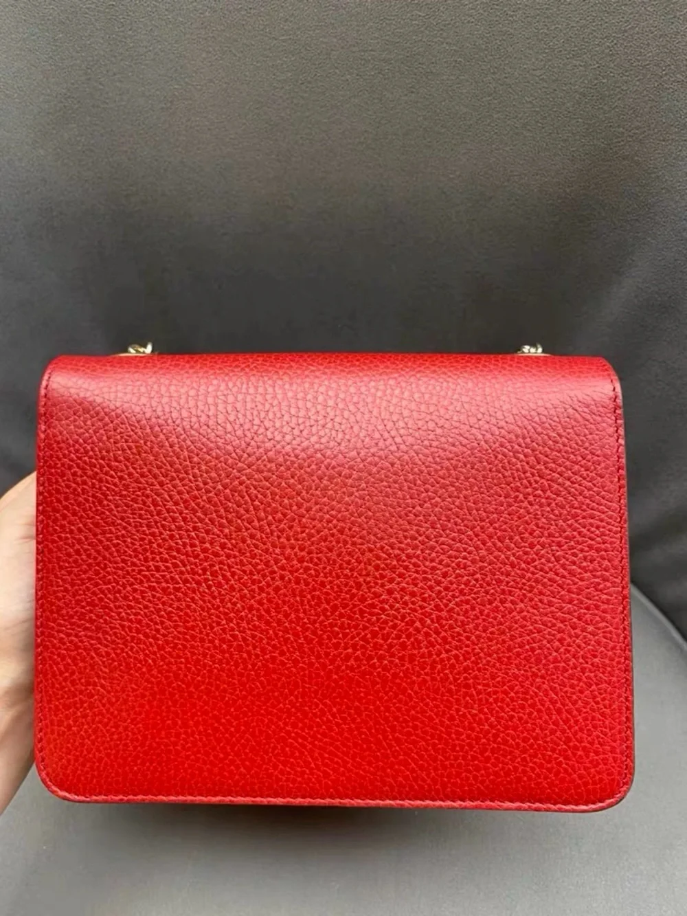 Gucci Red Pebbled Leather Crossbody with Gold Interlocking G
